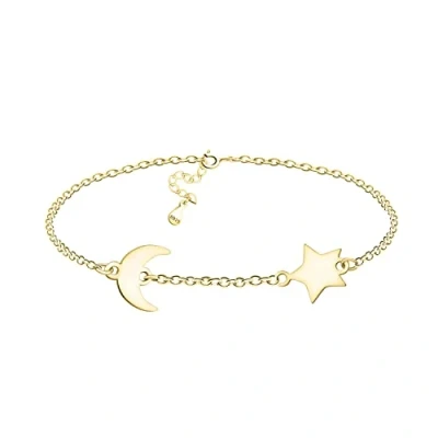 Imagen de Sofia Milani Pulsera para Mujeres en Plata de Ley 925 Chapada Oro Colgante Luna Estrellas B0313