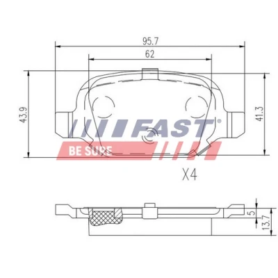 Imagen de FAST FT29162 Juego de pastillas freno Eje trasero excl. contacto avisador desgaste FIAT: 500 Hatchback, Punto II Hatchback