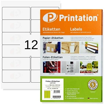 Imagen de Etiquetas adhesivas 99,1 x 42,3 mm WEATHERPROOF blanco mate fuerte autoadhesivo en DIN A4 2x6 pegatinas/hoja 99,1x42,3 Lámina adhesiva imprimible con impresora láser 99 42 99x42