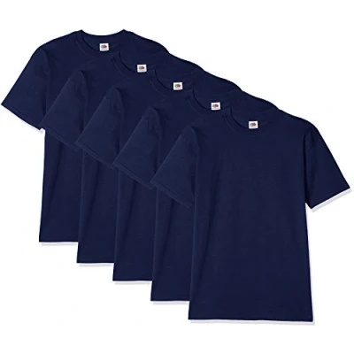 Imagen de Fruit of the Loom Super Premium Short Sleeve Camiseta, Azul Marino, M (Pack de 5) para Hombre