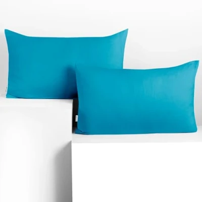 Imagen de DecoKing 2 Fundas de Almohada 50 x 60 cm, algodón, con Cremallera, Color Cian y ámbar