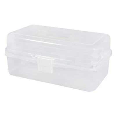 Imagen de Rayher Caja de herramientas transparente, con asa y cierre clip, 3 pisos, 31x17x15 cm, 39573000