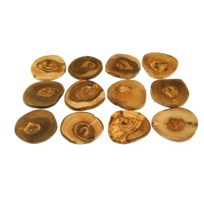 Imagen de D.O.M.® Posavasos (12 Piezas, Madera de Olivo, por Ejemplo, para Vasos)