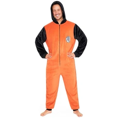 Imagen de Dragon Ball Z Pijama Mono Polar con Capucha para Hombre Regalos Homrbes (Naranja/Negro, 3XL)