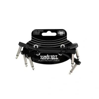 Imagen de Ernie Ball Cable de conexión flexible 7,6 cm, color negro, paquete 3