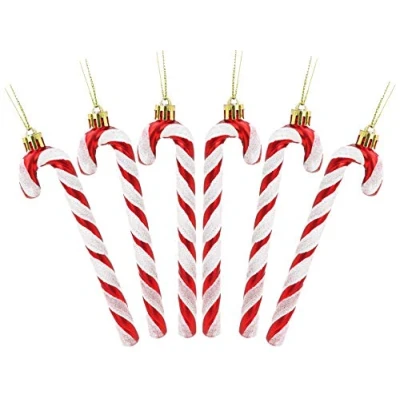 Imagen de Christmas Concepts® Pack de 6 Decoraciones para árboles Navidad con bastón Caramelo Brillo 13 cm (Rojo y Blanco)
