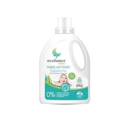 Imagen de Ecolunes Suavizante para bebé, sin perfume, 100% ingredientes de origen natural, seguro la salud tu bebé y el medio ambiente, testado dermatológicamente, 1L