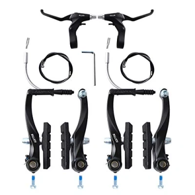 Imagen de RUJOI Kit de Freno para Bicicleta Tipo V, Pinza V 110 mm, alojas 70 Palanca Aluminio, alojamiento y Cable F/R