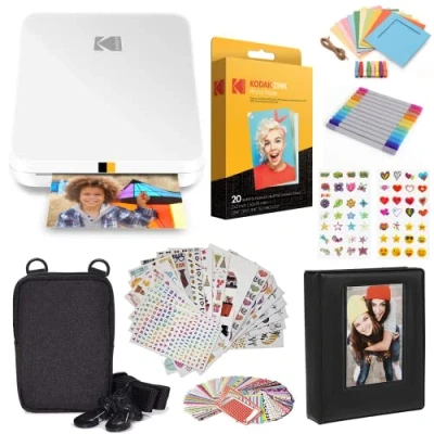 Imagen de KODAK Impresora fotográfica móvil instantánea Step Slim Kit: 20 Paquetes de Papel Zink, Estuche, álbum Fotos, marcadores, Juegos Adhesivos