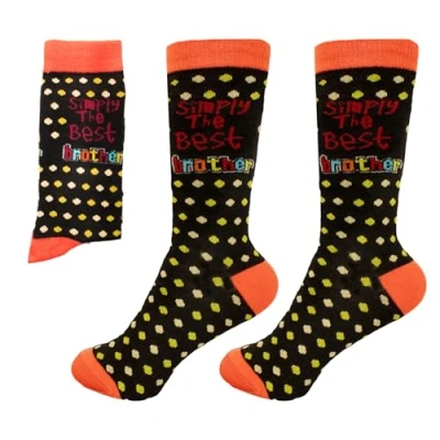 Imagen de SHATCHI Calcetines Hombre con diseño de Simply The Best Brother, Navidad, cumpleaños, Regalo, Poliéster, Negro y Naranja, Talla única