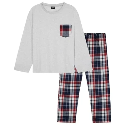 Imagen de CityComfort Pijama Hombre Largo, Conjunto de 2 Piezas, Ropa Invierno y Adolescente Regalos Hombres (Gris, M)