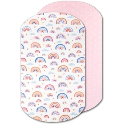 Imagen de Lovely Hippo Sábanas cododo Iora compatible 100% algodón Sábana bajera con (60 x 80 cm, arco iel)