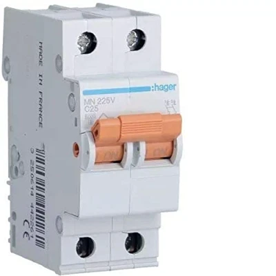 Imagen de Hager (AUT.+REST) serie mn Interruptor automático bipolar 25a curva c
