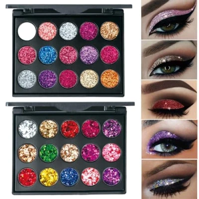 Imagen de Nivofu 2 Piezas Paleta de sombras ojos Metálicas, 30 Colores maquillaje cosmético para brillantes nacarados, Brillante altamente pigmentadas