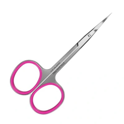 Imagen de Staleks Pro, Tijeras Profesionales para Piel Cutícula, Hojas Cuchillas con Gancho y Mangos de Silicona Rosa, Afilado Manual, SS 41 / 3