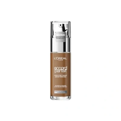 Imagen de L&#039;Oreal Paris Accord Parfait, Base de maquillaje acabado natural con ácido hialurónico, tono piel oscuro 8.5D, 30 ml