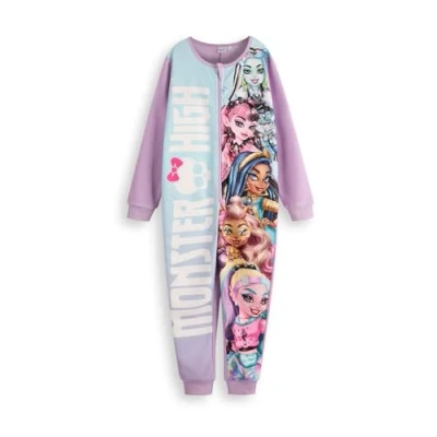 Imagen de Monster High Mono para Niñas Pijama Infantil Todo en Uno Púrpura de Noche Fleece con Cremallera Draculaura Frankie Stein Clawdeen Wolf