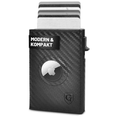 Imagen de GenTo SMARTLET Push cartera con compartimento para monedas, funda de metal, delgada Protección RFID NFC Monedero pequeño Estuche delgado tarjetas, gris oscuro, Münzfach M +