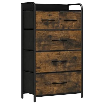 Imagen de YITAHOME Cajonera de Tela, Cómoda Unidad Almacenamiento con 5 cajones Extraíbles, para Sala Estar, Dormitorio, habitación Infantil, marrón rústico