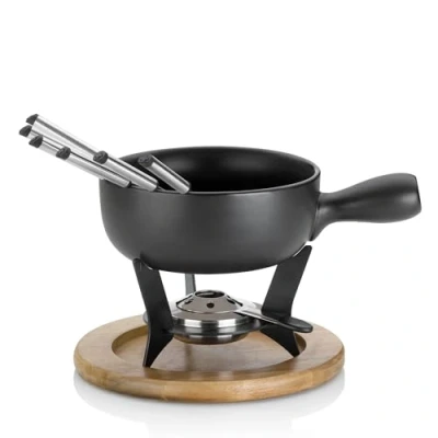 Imagen de Kela Set de Fondue Queso Country 10 pzas, Ceramic, Negro, 22,00x22,00x21,00 cm