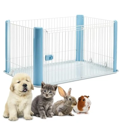 Imagen de Iris Ohyama Parque Para perros con puerta y cerradura, H60cm, Azul, Jaula gatos, Vallas, Corralito, interiores, exteriores, Conejo, Cercado, Corral perro, Mascotas, rejas, CLS 1130
