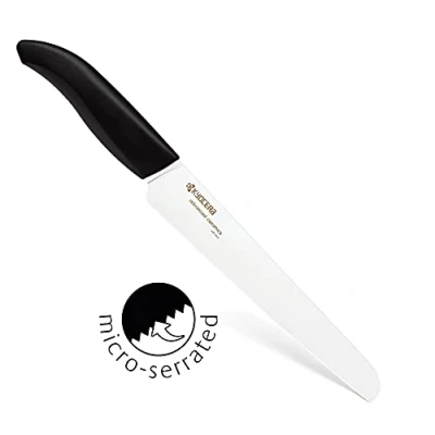 Imagen de Kyocera FK 181 WH BK EU, Pan, 18 cm, Cuchilla de cerámica Zirconia Afilada, microdentada filetear, Negro, Centimeters