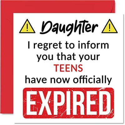 Imagen de Stuff4 Divertidas tarjetas de cumpleaños número 20 para hija Your Teens Have Expired Tarjeta feliz mamá papá padres, 145 mm, broma, humor, felicitación