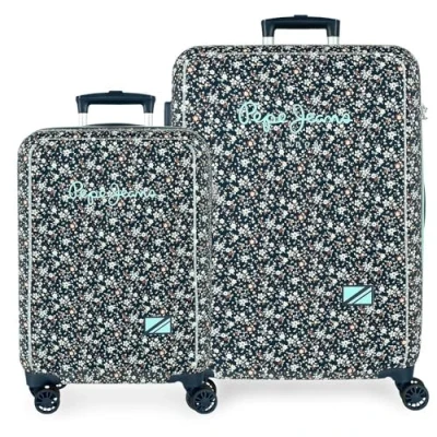 Imagen de Pepe Jeans Alenka Juego de Maletas Azul 55/68 cms Rígida ABS Cierre TSA 104L 6,64 kgs 4 Ruedas Dobles Equipaje Mano by Joumma Bags