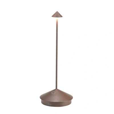 Imagen de Zafferano, Lámpara Pina, de Mesa Recargable e Inalámbrica con Control Táctil, Adecuada como Exterior, Atenuador, 2200 3000 K, Altura 29 cm, Color Corten