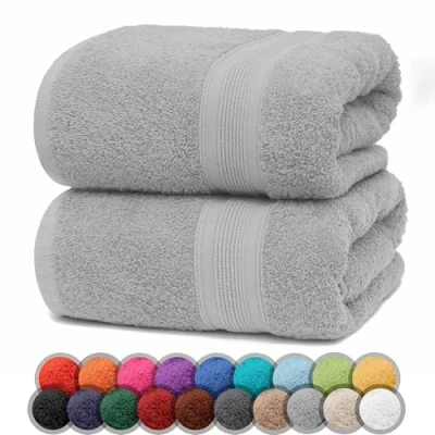 Imagen de NatureMark Paquete de 2 Toallas baño 70 x 140 cm, Toalla Ducha en Doble, Color: Gris Plata