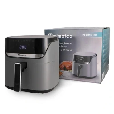 Imagen de M mimotec Air Fryer Biota Touch 7,6L Freidora de Aire sin Aceite, 2000W, Pantalla Táctil, 8 Menús Digitales, Temporizador 60min Regulable, 80 200C, Reducción Grasa para Cocina Saludable