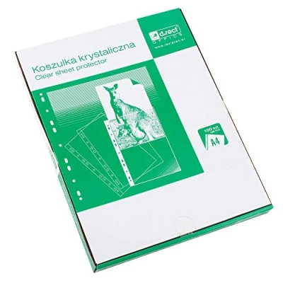 Imagen de D.RECT, Fundas Multitaladro, 55 Micras, Tamaño A4, Folio Cristal, Pack de 100 Unidades, Perforadas Transparentes, Bolsillos Polipropileno, Embalajes Cartón, 009031