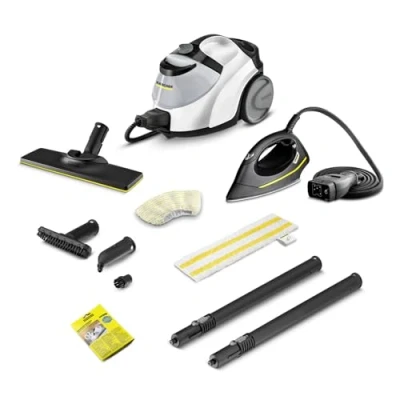 Imagen de Kärcher Limpiadora de vapor manual SC 5 EasyFix Iron, conexión agua caliente, 4,2 bar, calentamiento: 3min., superficie: aprox. 150m², depósito: 0,5 l+1,5 l, kit limpieza suelos, plancha presión
