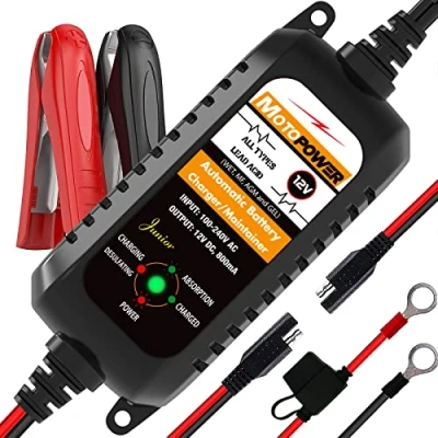 Imagen de MOTOPOWER MP0205A 12V 800mA Cargador de batería automático/Mantenedor para automóviles, Motocicletas, ATVs, RVs, Powersports, Barco y más. Inteligente, Compacto Respetuoso del Medio Ambiente