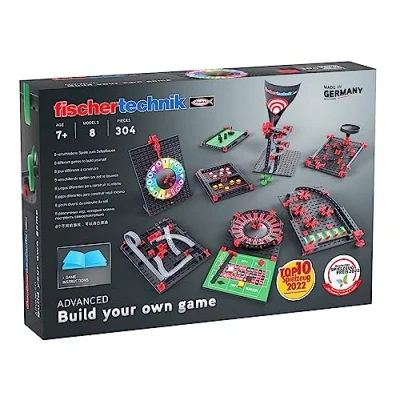 Imagen de fischertechnik Build Your Own Game 564067 kit de construcción, colección juegos con ruleta, laberinto y más, a partir 7 años
