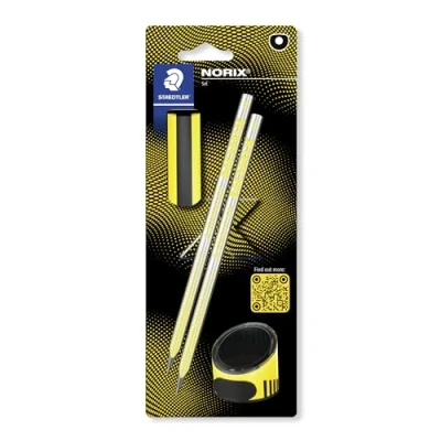 Imagen de STAEDTLER HB lápices de dibujo para dibujar y escribir NORIX Incluye 2 HB, sacapuntas borrador en amarillo Juego 4, 181 SBK2 1
