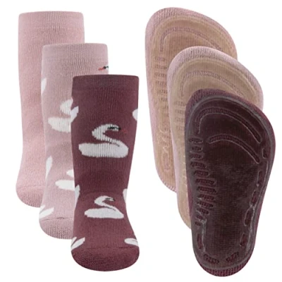 Imagen de EWERS Pack 3 Calcetines Antideslizantes SoftStep con Cisnes para Niñas, Suela Antideslizante, Goma, Pares, Tallas 31 34