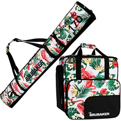 Imagen de BRUBAKER Conjunto CarverSpotlight Bolsa para Botas y Casco de ski Junto 1 par esquís + Bastones Flamingos 170 cm