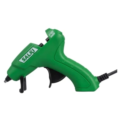 Imagen de SALKI Pistola de Encolar Aplicador Silicona Caliente con Soporte y Sistema Comfort. Compatible Barras Cola Termofusible 7,5mm Diámetro, Potencia 25W, 240V