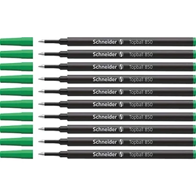 Imagen de Schneider Topball 850 Recambio para bolígrafo roller (10 unidades, 0,5 mm, tinta verde)