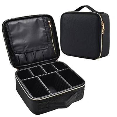 Imagen de Joligrace Bolsa de maquillaje para cosméticos, caja belleza viaje, tren peluquería, Black, Mini size: 26x23x9.5cm
