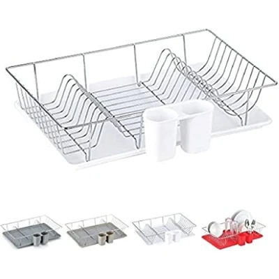 Imagen de MSV Sakura Soporte de Estante para Platos con Cubiertos, plástico, Blanco, 30 x 20 15 cm