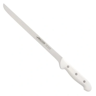 Imagen de Arcos Serie Artika Cuchillo Jamonero Flexible Acero Inoxidable NITRUM 275 mm Mango Polipropileno blanco