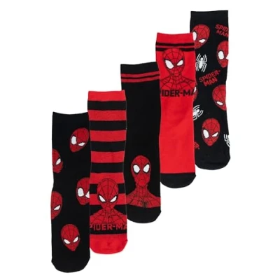 Imagen de United Labels Marvel Spiderman Calcetines para hombre (5 unidades, talla 40 45), blanco / rojo, 45