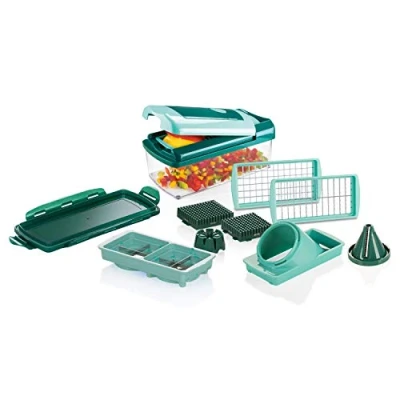 Imagen de Genius A34035 Nicer Dicer Fusion Smart Cortador de verduras (12 piezas, con recipiente colector, cuchilla XXL y accesorio en espiral julietti, dados, puntas, cuartos, octavos, PP
