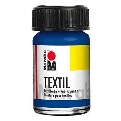 Imagen de Marabu 17160039052 Tinte Textil para Tejidos claros, Azul Medio 15 ml, Tinta de impresión a Base Agua, Lavable hasta 60 C, fijación Mediante Planchado o Horno