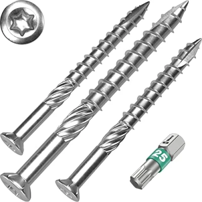 Imagen de tornillos de terraza T INOX C1, 5 x 70 mm, acero inoxidable endurecido Torx, incluyebroca Wera TX 25, AISI 410 martensítico