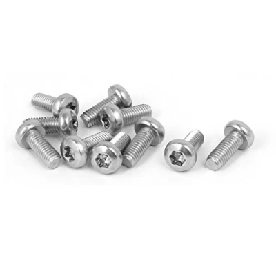 Imagen de sourcing map M5 x 12mm redondo de acero inoxidable 316 tornillos máquina cabeza Torx tono Plata 10pcs