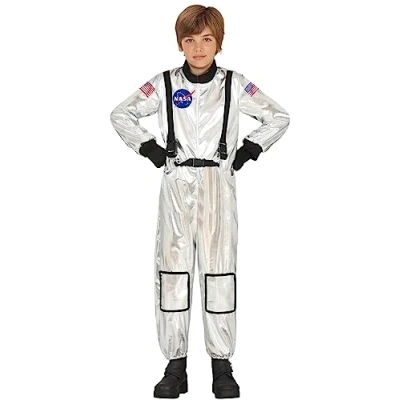 Imagen de FIESTAS GUIRCA Disfraz de Astronauta la NASA Plateado Oficial para Niños Traje Espacial Niño 10 12 años