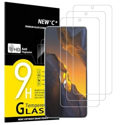 Imagen de NEW&#039;C 3 Piezas, Protector Pantalla para Xiaomi POCO F5, F5 Pro, Cristal templado Antiarañazos, Antihuellas, Sin Burbujas, Dureza 9H, 0.33 mm Ultra Transparente, Resistente